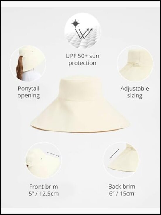 Ultra Wide Brim Sun Hat UPF 50+ Packable UV Protection Full Coverage Adjustable